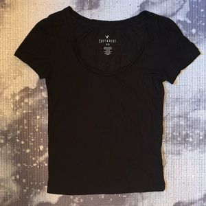 COPY - Black American Eagle Scoop Neck Baby Tee